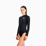 Puma long sleeve black zip up swimsuit